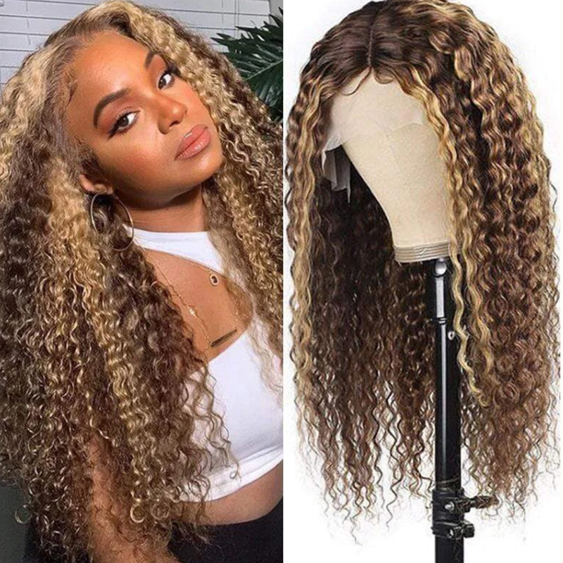 Deep Curly Highlight 13X4 Transparent Lace Wig